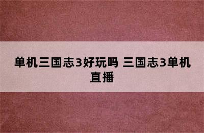 单机三国志3好玩吗 三国志3单机直播